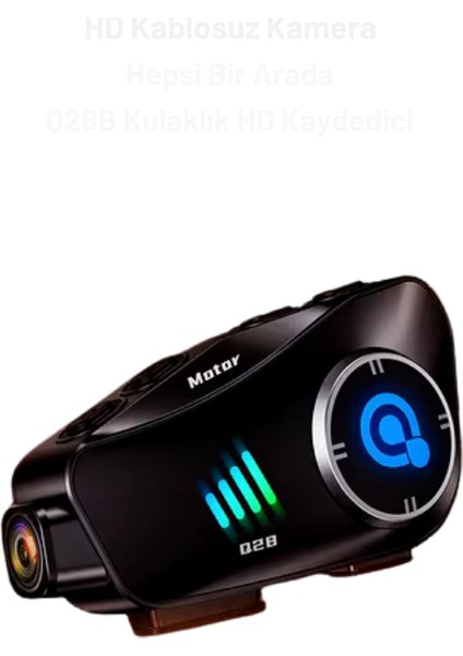 Q28 Motosiklet Kaskı Için Kameralı Bluetooth Kulaklık 1080P Hd Ultra Geniş Açı Su Geçirmez