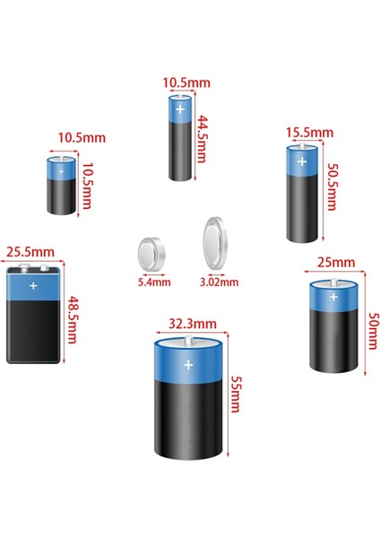 5 Adet Dijital Pil Test Cihazı LCD Ekran AA/AAA/9V/1.5V,A (Yurt Dışından)