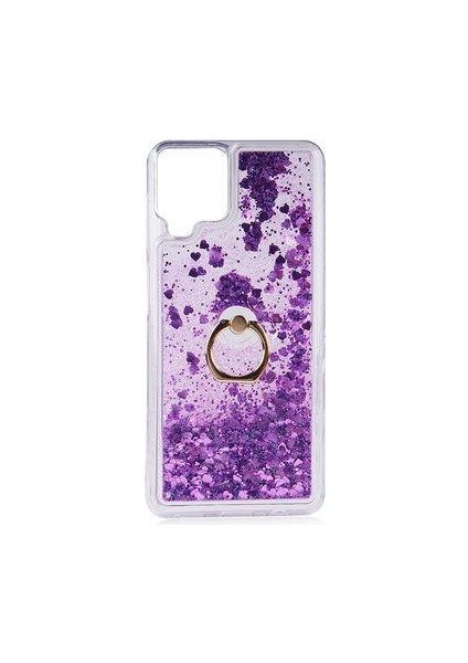 Samsung Galaxy A12 Kılıf Sulu Simli Akışkan Silikon