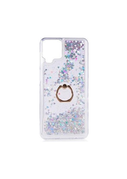 Samsung Galaxy A12 Kılıf Sulu Simli Akışkan Silikon