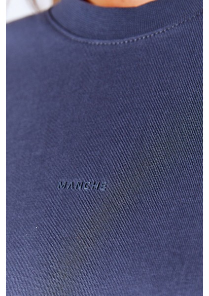 Antrasit Kalın Soft Dokulu Enjeksiyon Minimal Baskı Detaylı Oversize %100 Pamuk Unisex T-Shirt