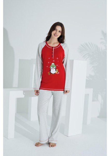 Pamuklu Kadın Pijama Takımı Kırmızı