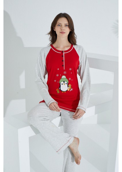 Pamuklu Kadın Pijama Takımı Kırmızı fiyatları