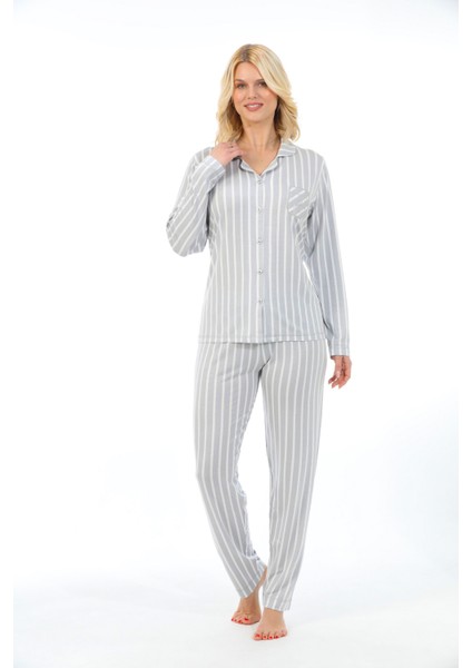 Bambu, Uzun Kol, Çizgili Kadın Pijama Takımı