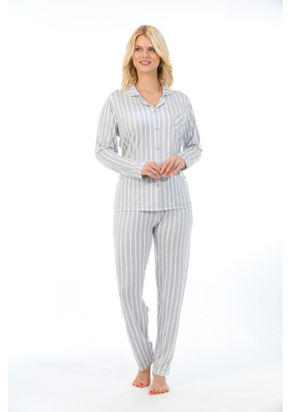 Bambu, Uzun Kol, Çizgili Kadın Pijama Takımı