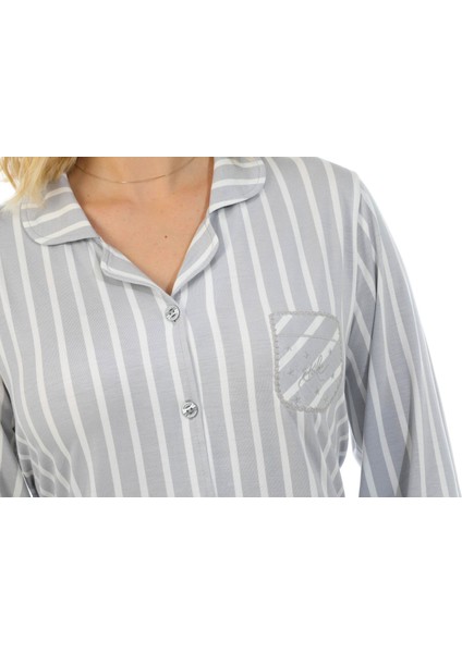 Bambu, Uzun Kol, Çizgili Kadın Pijama Takımı