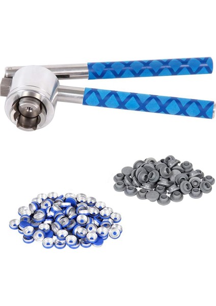 20MM Flip Flakon Kıvırıcı, 100 Adet Flip Kapak ve 100 Adet Kauçuk Tıpa (Yurt Dışından)