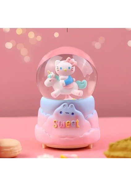 Hello Kitty Içi Dönmeli Püskürtmeli Işıklı Müzikli Kar Küresi Büyük Boy ALK3036