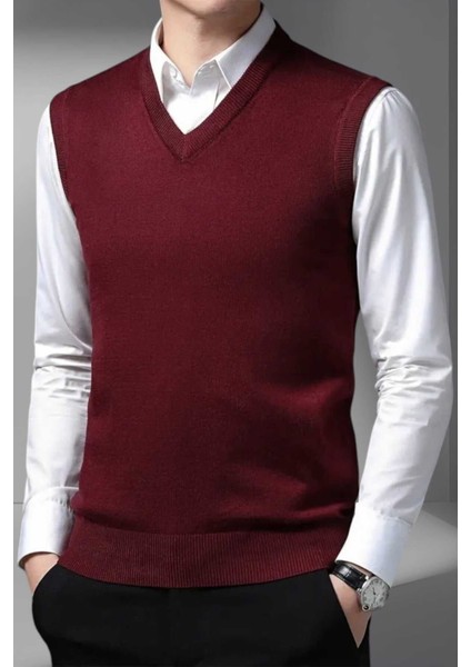 Erkek V Yaka Triko Tüylenmez Süveter Erkek Slim Fit Süveter fiyatları