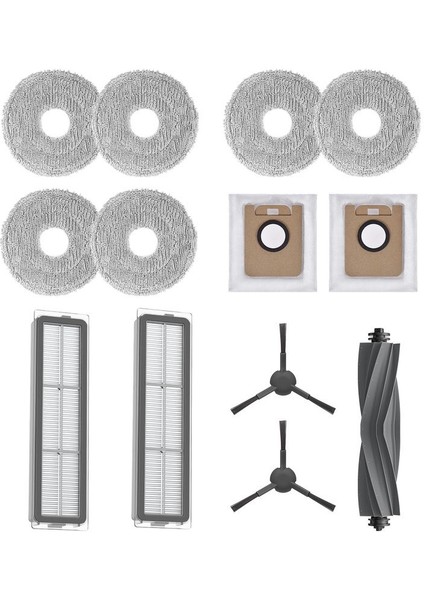 Aksesuar Seti 1 x Ana Fırça (Kauçuk) + 2 x Yan Fırça + 2 x Toz Kutusu Filtresi + 2 x Toz Torbası + 3 x Paspas Bezi Çifti (6 Adet) Içerir Robot Süpürge L20 Ultra Için