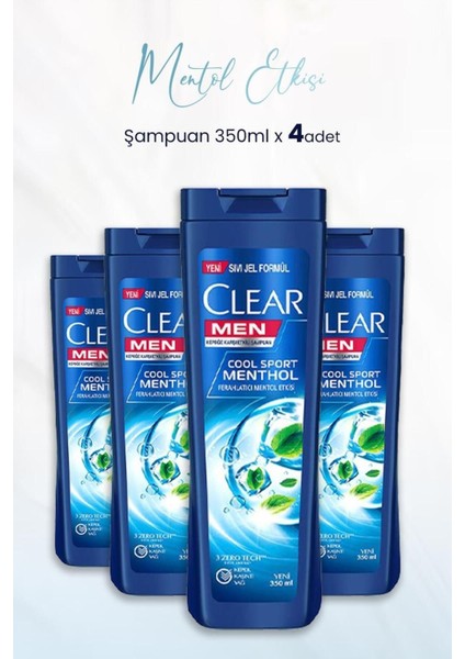 Men Şampuan Ferahlatıcı Mentol Etkisi 350 ml x 4 Adet