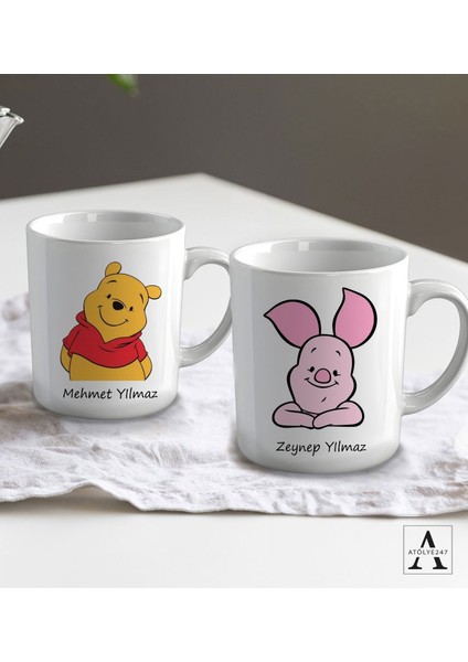 Kişiye Özel Pooh ve Piglet Tasarım İkili Kupa fiyatları