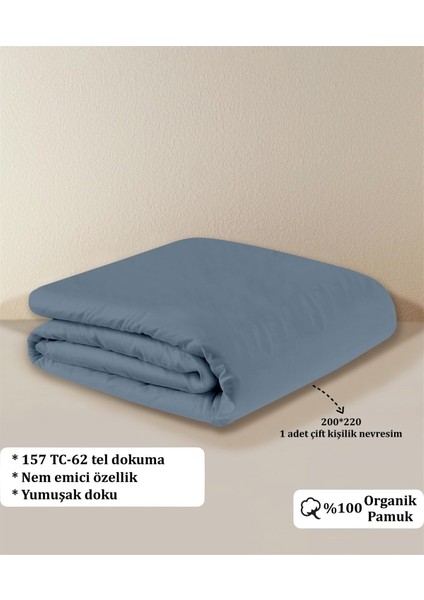 Organik Pamuk Akfil Nevresim Çift Kişilik 200 x 220 cm Indigo indirimleri