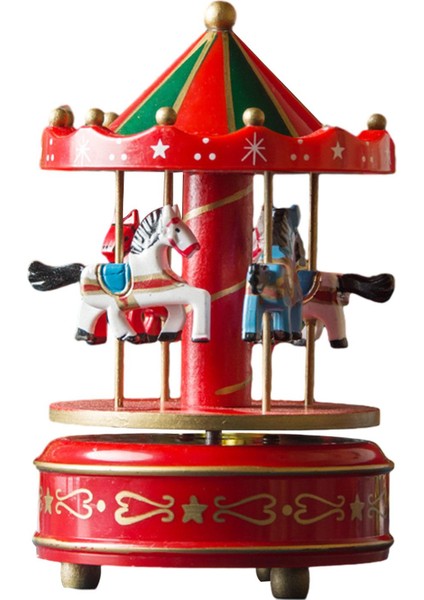 Ahşap Müzik Kutusu Noel El Sanatları Dekorasyonu Noel Parçası Kırmızı (Yurt Dışından) fırsatları