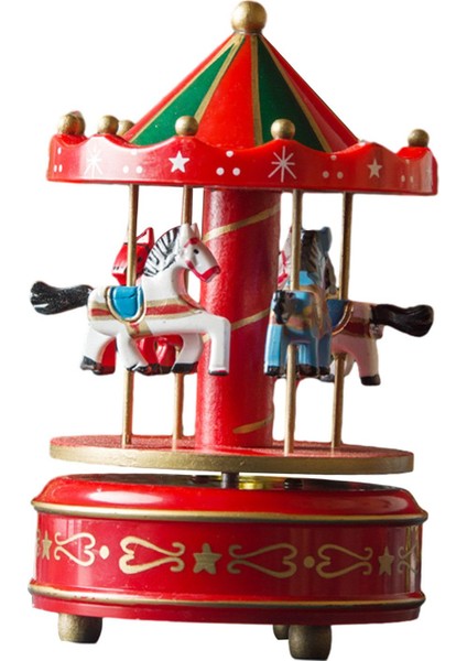 Ahşap Müzik Kutusu Noel El Sanatları Dekorasyonu Noel Parçası Kırmızı (Yurt Dışından) indirimleri