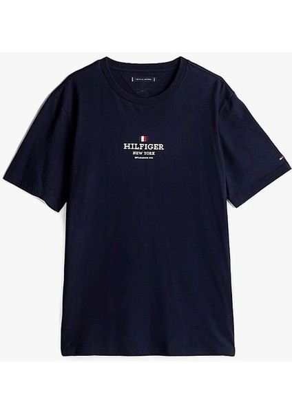 Tommy Hilfiger Logolu Erkek Lacivert T-Shirt