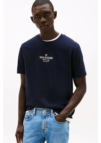 Tommy Hilfiger Logolu Erkek Lacivert T-Shirt