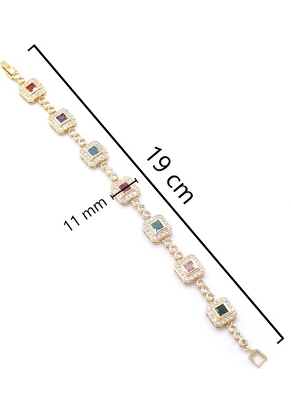 Bz Altın Kaplama Renkli Taşlı Su Yolu Bileklik BLK-946 modelleri