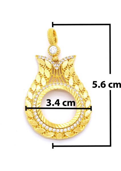 Bz Altın Kaplama Arpalı Lale Model Çeyrek Çerçeve Kolye Ucu TGR-361 modelleri