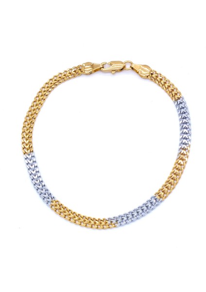 Bz Altın Kaplama Çift Renkli Unisex Zincir Bileklik