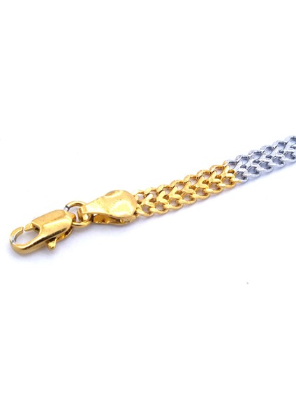 Bz Altın Kaplama Çift Renkli Unisex Zincir Bileklik modelleri