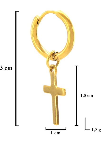 Bz Altın Kaplama Haç Model Sallantılı Halka Küpe UNK-692 fırsatları