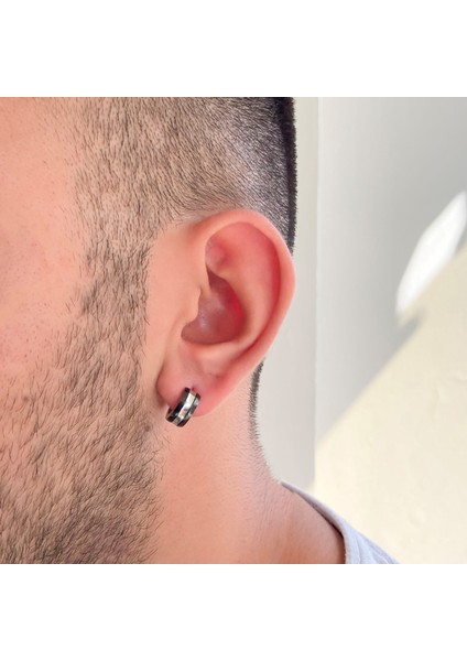 Bz 316L Çelik Siyah Kalın Halka Küpe UNK-702 modelleri