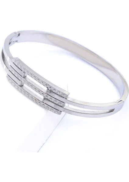 Bz 316L Çelik Kadın 2 Kollu Lazer Işlemeli Kaburga Kelepçe BLZ-336 fırsatları