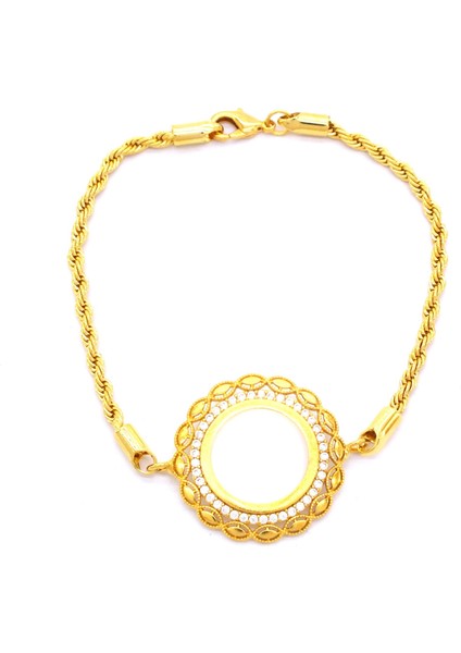 Bz Altın Kaplama Çeyrek Çerçeve Burgu Bileklik BLK-684