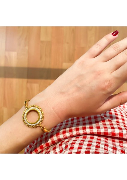 Bz Altın Kaplama Çeyrek Çerçeve Burgu Bileklik BLK-684 fiyatları