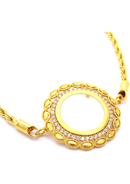 Bz Altın Kaplama Çeyrek Çerçeve Burgu Bileklik BLK-684 modelleri