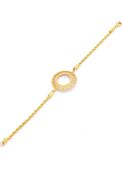 Bz Altın Kaplama Çeyrek Çerçeve Burgu Bileklik BLK-684 fırsatları