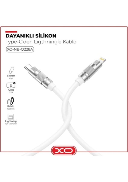 27W Quick Fast Hızlı Type-C Usb-C To Lightning iPhone iPad Uyumlu Data Şarj Veri Kablosu NB-Q228A