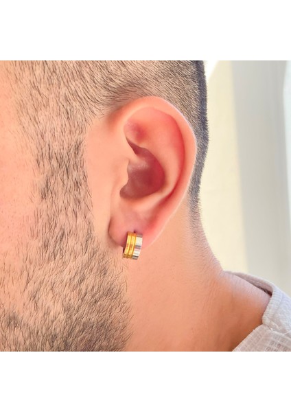 Bz Altın Kaplama Çift Renk Kalın Halka Küpe UNK-722 fiyatları