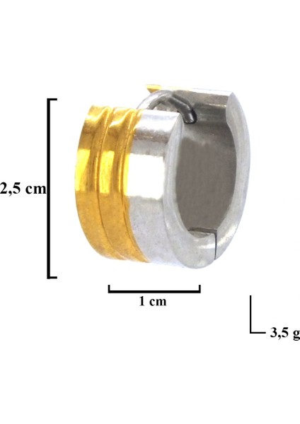 Bz Altın Kaplama Çift Renk Kalın Halka Küpe UNK-722 fırsatları