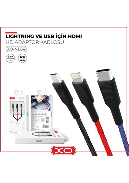 3A Hızlı Fast Lightning Type-C Usb-C Micro iPhone Android Uyumlu 3 In 1 Veri Şarj Kablosu NB54