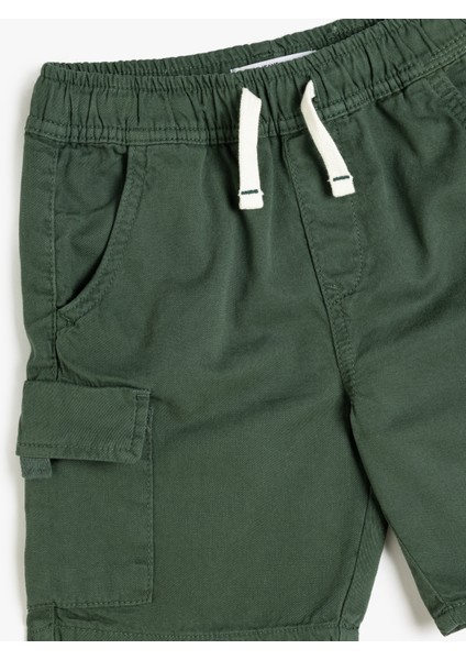Kargo Şort Beli Bağlamalı Yanları Cepli
