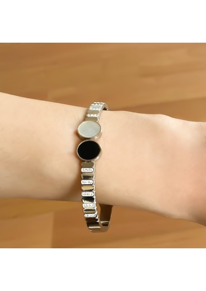 Bz 316L Çelik Zirkon Taşlı Siyah Beyaz Kadın Spor Kelepçe BLZ-417 fiyatları