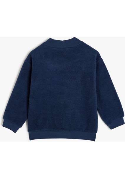 Uzun Kollu Tilki Baskılı Dik Yaka Şardonlu Pamuklu Sweatshirt fiyatları