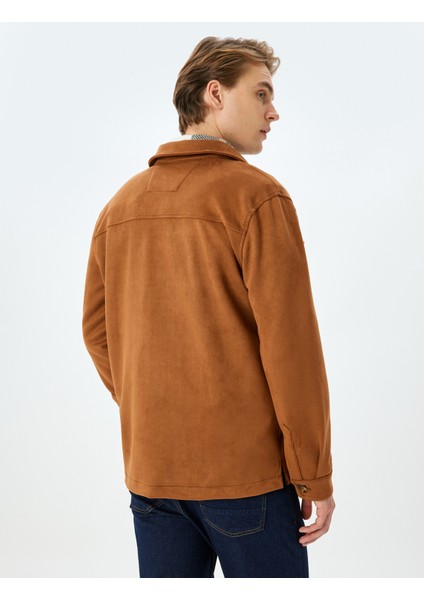 Cep Detaylı Uzun Kollu Düğmeli Suni Süet Gömlek Ceket fırsatları