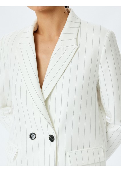 Uzun Kollu Çizgili Kruvaze Oversize Blazer Ceket indirimleri