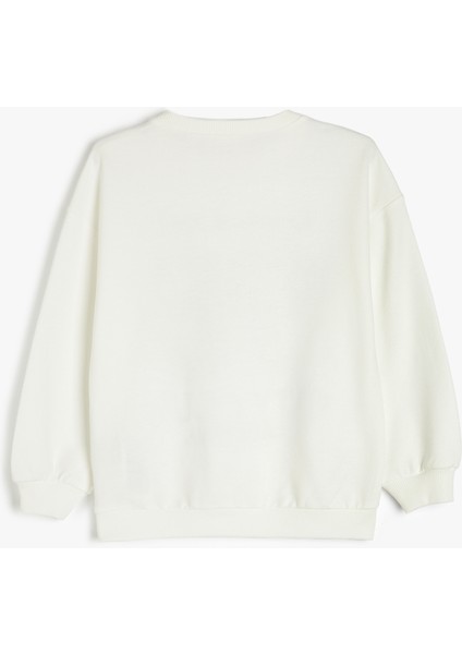 Şardonlu Bisiklet Yaka Pamuk Karışımlı Slogan Baskılı Sweatshirt fiyatları