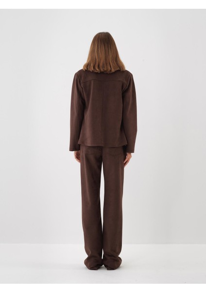 Kadın Kahverengi Soft Touch Süet Görünüm Oversize Ceket indirimleri