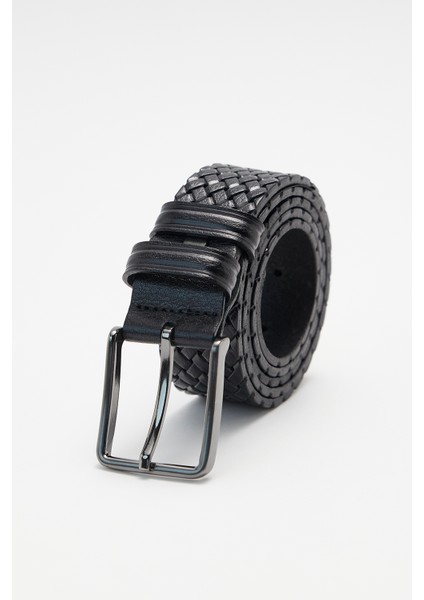 Erkek 3,5 cm Klasik Siyah Kemer