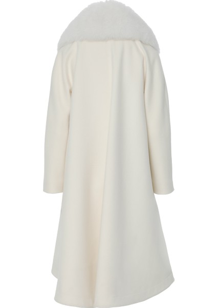 Kürk Yakalı Ekru Kaşe Kaban modelleri