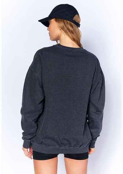 Eskitme/soluk Efektli Basic Kalıp L Örme Sweatshirt | Antrasit MKW278852-01