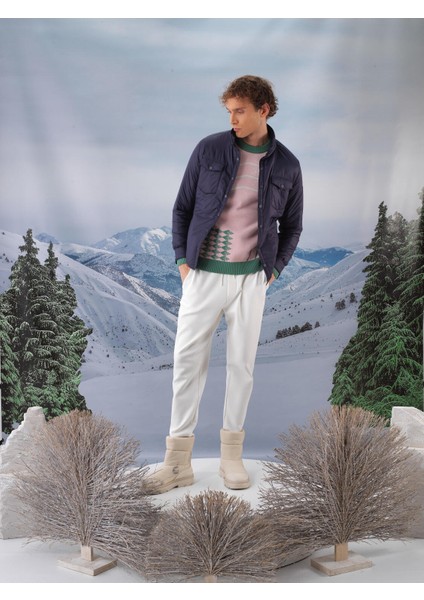 Erkek Lacivert Formunu Koruyan Regular Fit Mont