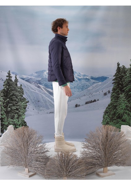 Erkek Lacivert Formunu Koruyan Regular Fit Mont modelleri