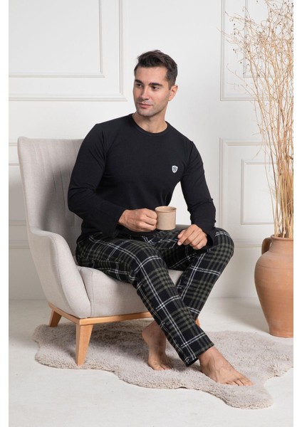 Mecit 3083 Yeşil Ekoseli Büyük Beden Erkek Pijama Takımı