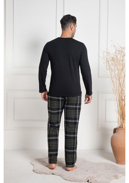 Mecit 3083 Yeşil Ekoseli Büyük Beden Erkek Pijama Takımı